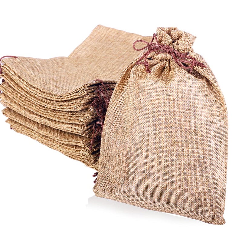 LYSXP 50PCS Burlap Bags with Drawstringï¼Œ7x9 Inch Drawstring Gift Bag Jewelry Pouches for Wedding Party Favors, DIY Craft Christmas Presents - Image 1